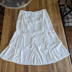 White Cotton Tulip Skirt Women's Size 14 Lena Gabrielle Mid Length Side Zip